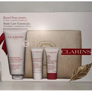 Clarins Body Care Essentials Gift Set New In Box 4 Piece Set